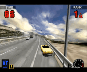 Thrill Drive was an arcade-only racing game released by Konami in 1998. Races would start off as a typical sunny car racer, but every time the player crashed, it would play a screaming face along with showing the driver getting injured, and the music and weather would get gloomier.