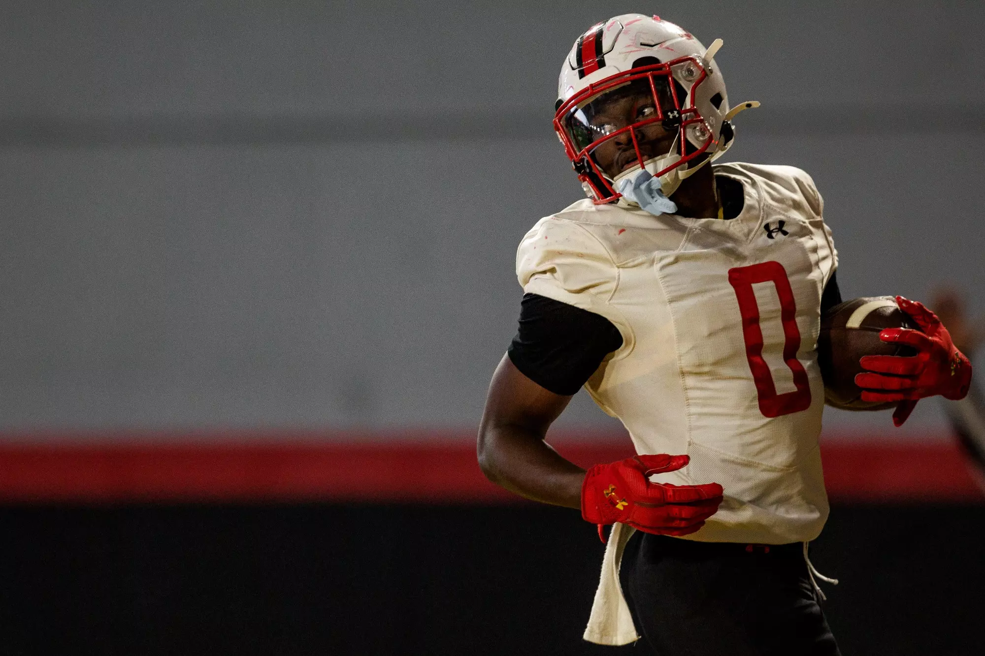Running Back DeJuan Williams (0)Photos from Practice at Indoor Practice Field at Jones-Hill House in College Park, MD on Thursday, Nov. 6, 2025. Dylan Davies/Maryland Terrapins