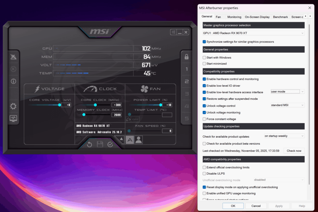 Why am I unable to increase core voltage on my RX 9070 XT Gaming Edition OC? MSI Afterburner