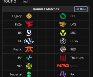 StarLadder Budapest Major Stage 1 - Round 1 matchups