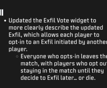 No more being forced to leave when everyone else votes exfil!!