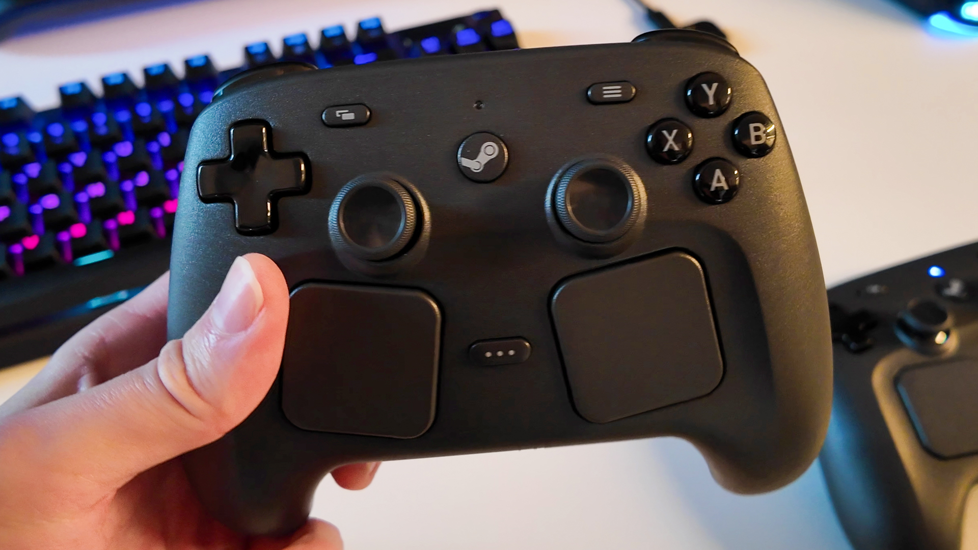 Valve's new and improved Steam Controller during a visit to Valve's HQ in Bellevue, Washington.