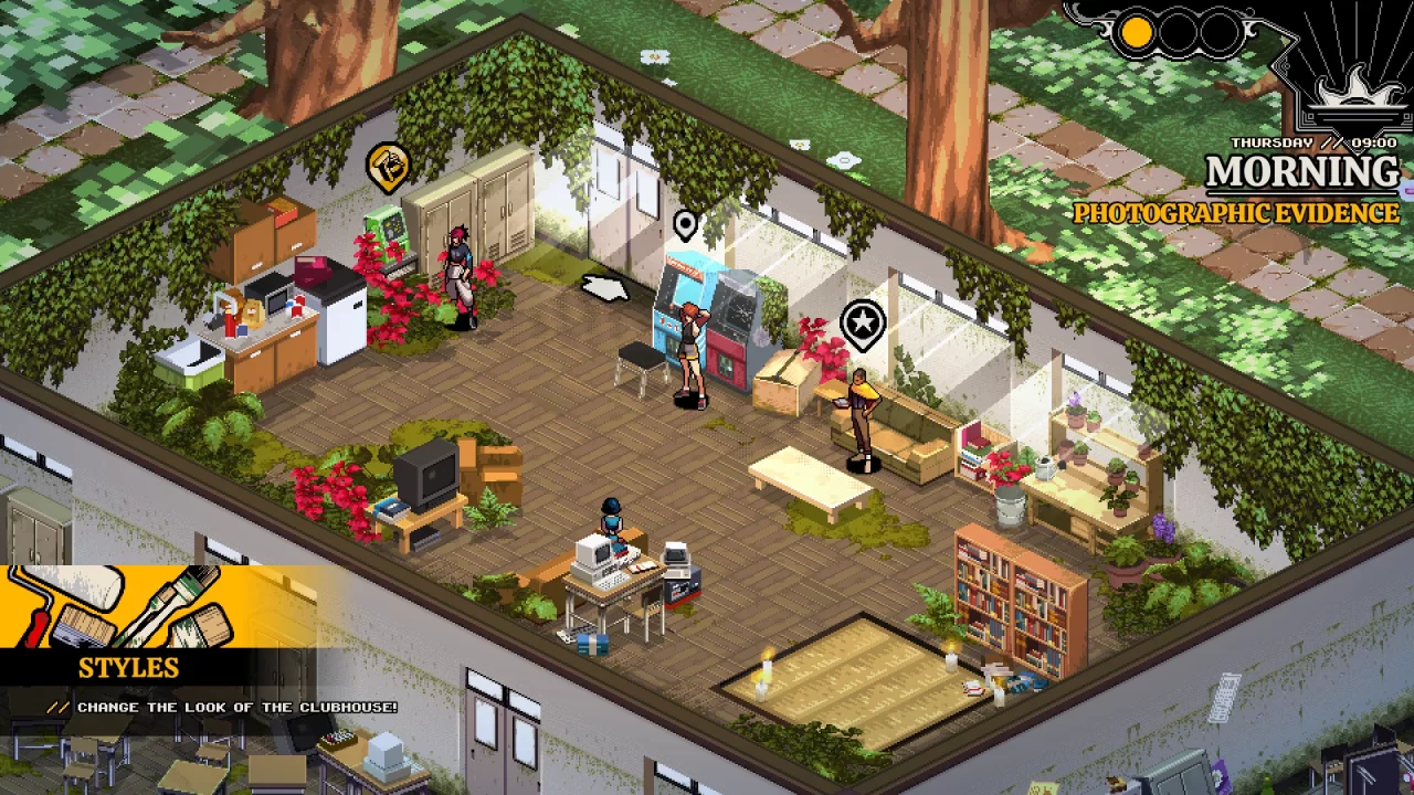 Demonschool's main cast hanging out in their hub room.