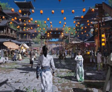 Walking through a lively city in Where Winds Meet