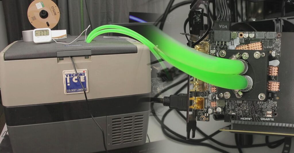 GeForce RTX 5050 pushed to 3.5 GHz in camping freezer extreme OC test