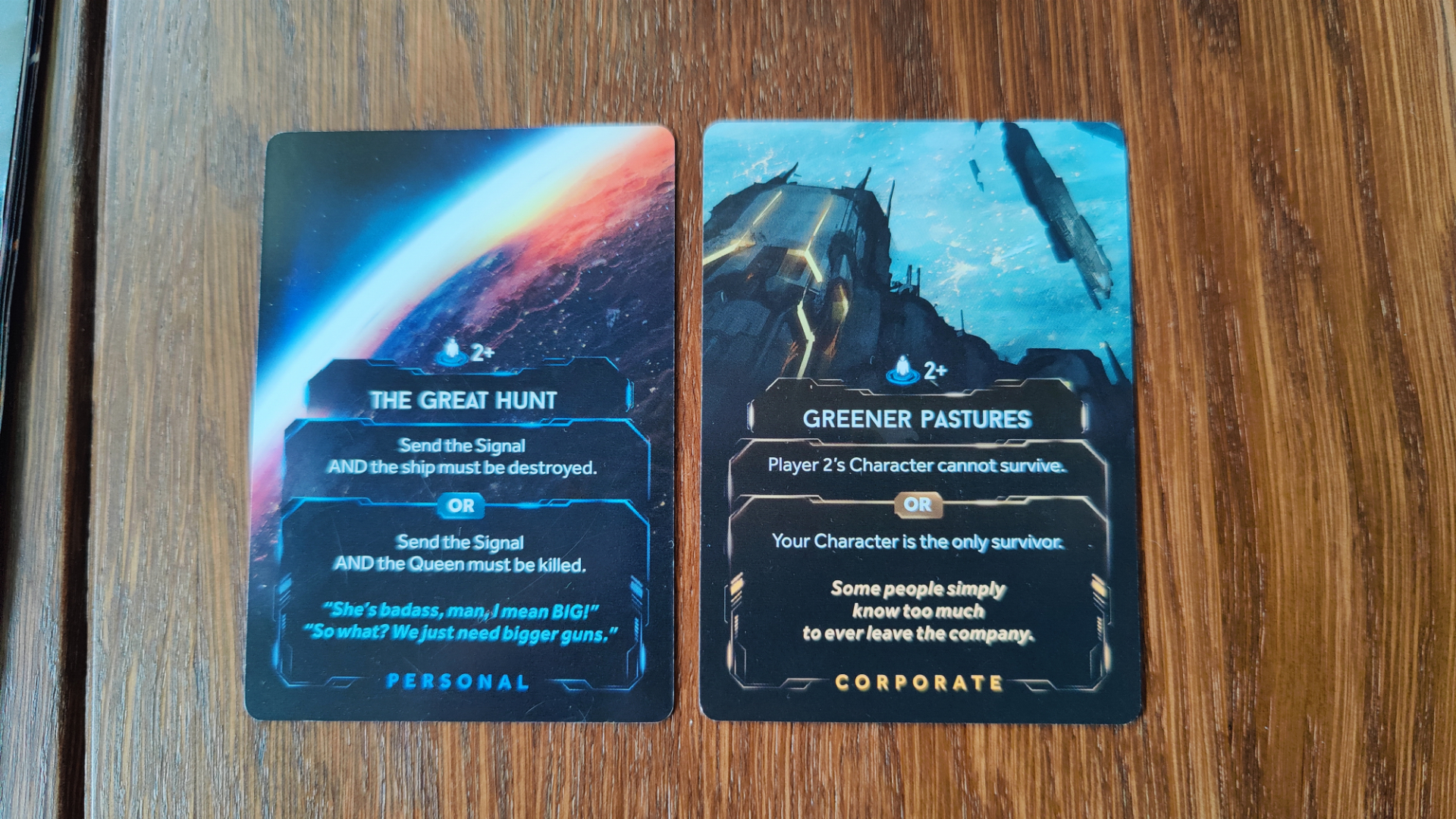 An example of a player's personal and corporate objectives.