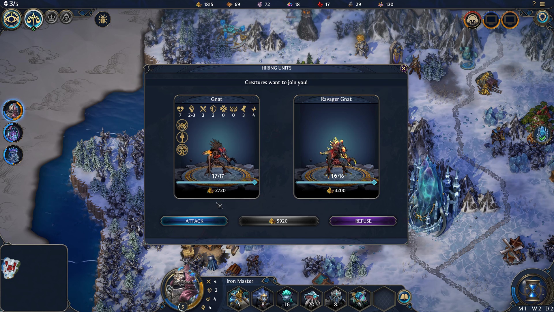 The option to recruit the Hive's Gnats in Heroes of Might and Magic: Olden Era