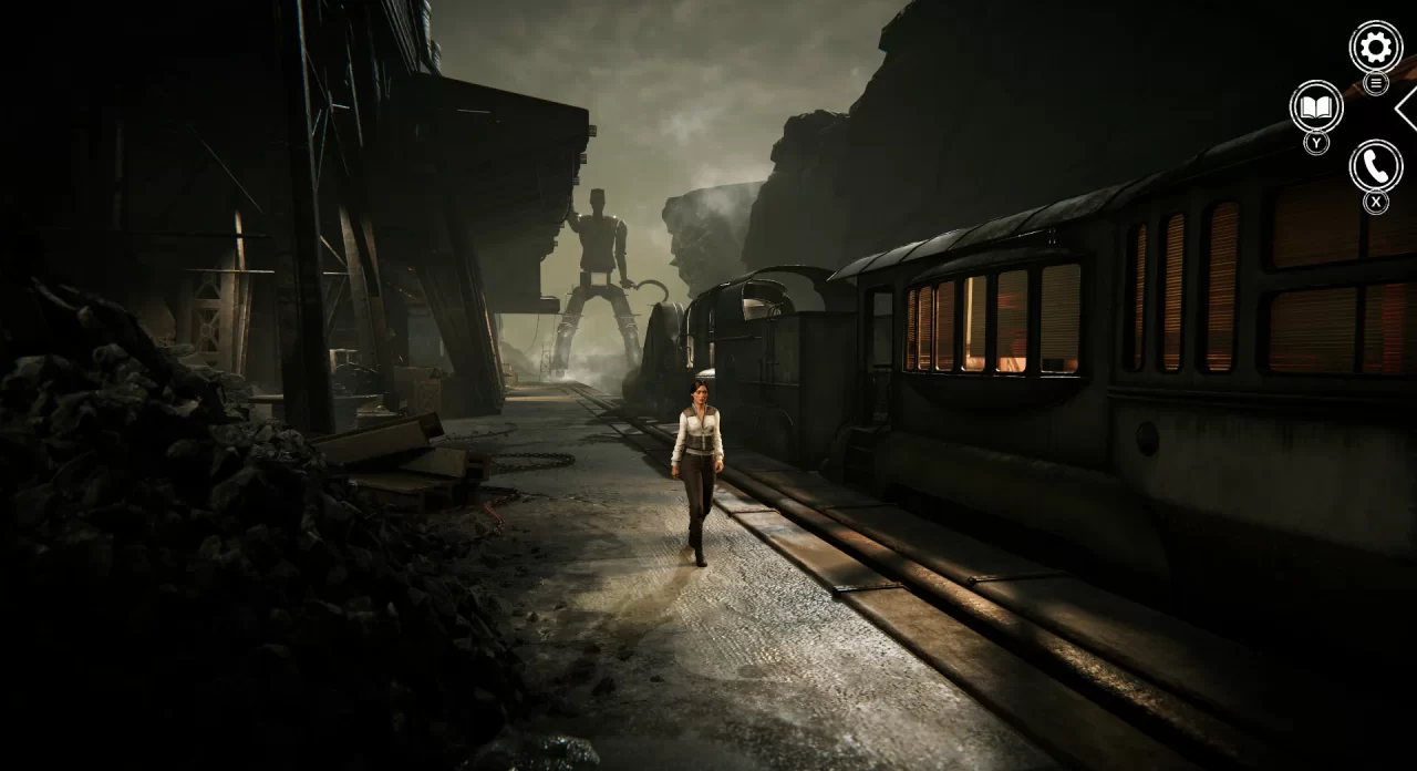 Kate Walker walks alongside her train in a Russian mine in Syberia - Remastered.