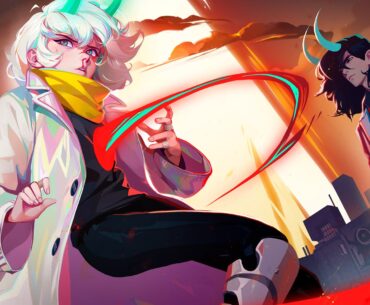 Key art for Possessor(s) with Luca and Rehm against a demonic city - used on the PS Store