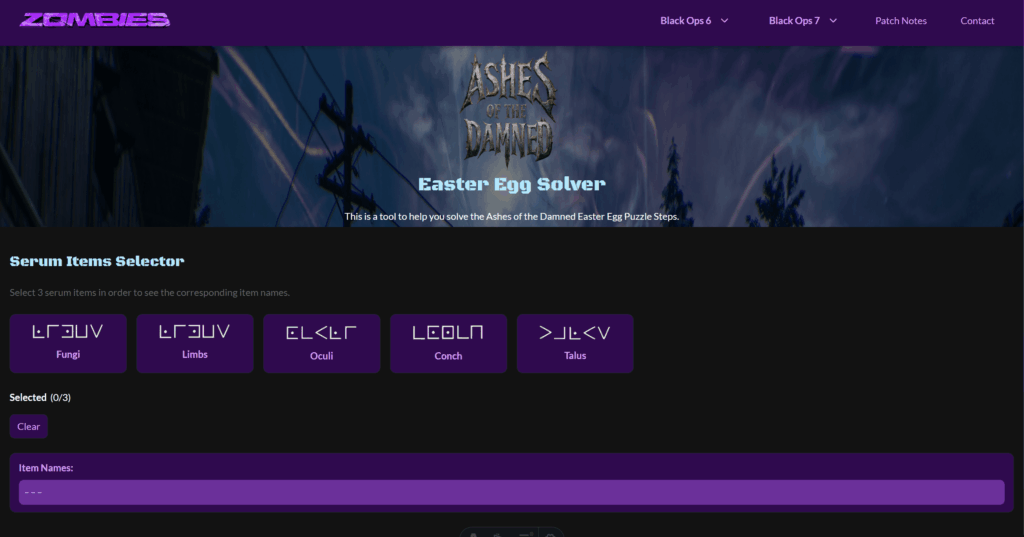Ashes of the Damned Solver Tool