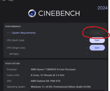 Cinebench 2024 GPU Grey'd out