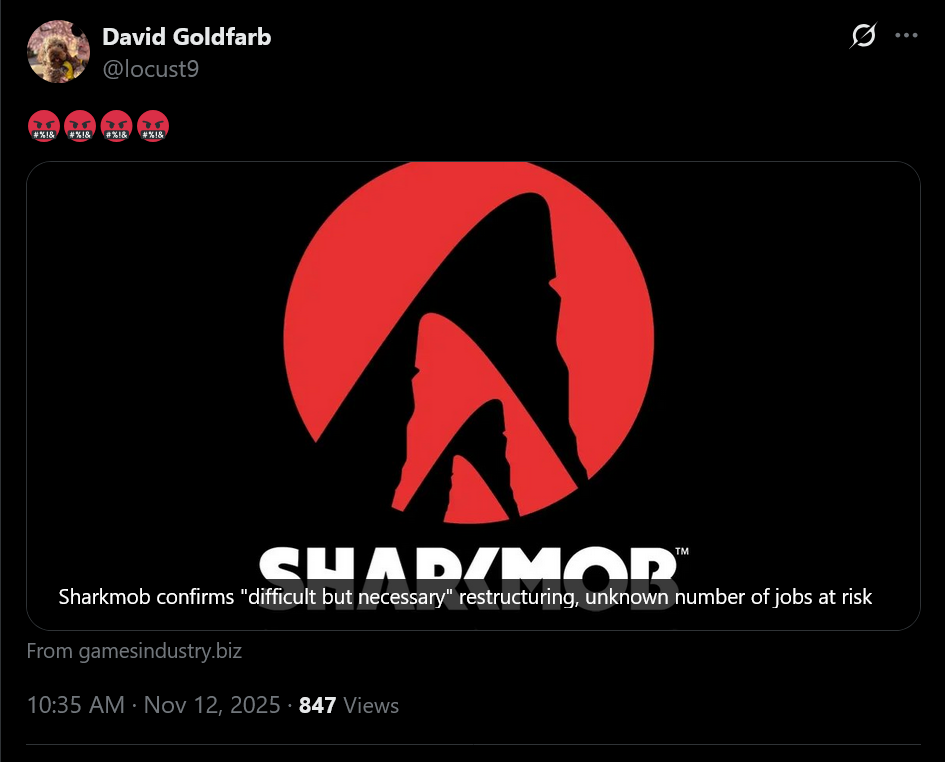 David Goldfarb expresses anger over Sharkmob layoffs