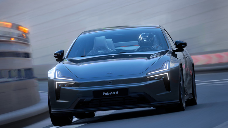 Front view of a Polestar 5 in 