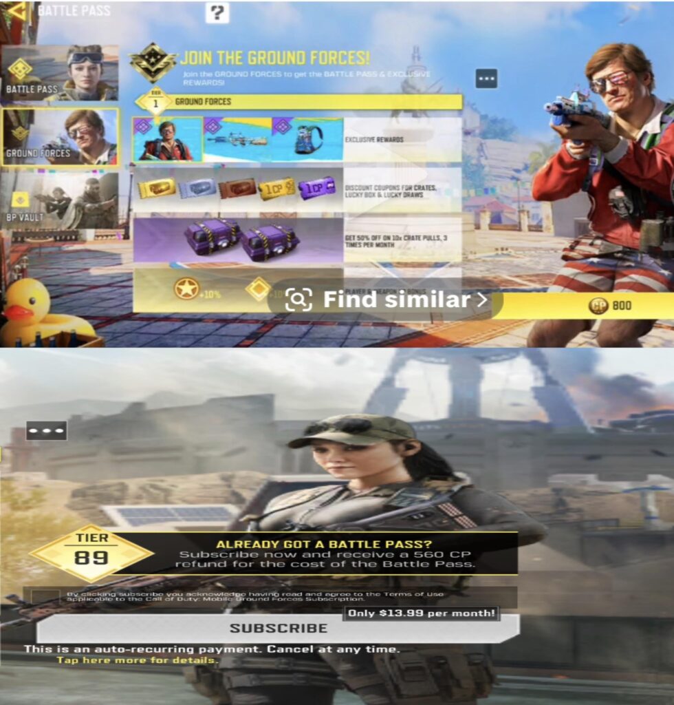 Why does Garena has the option to pay Cod Points for the Ground Forces subscription unlike Global where we have to pay?