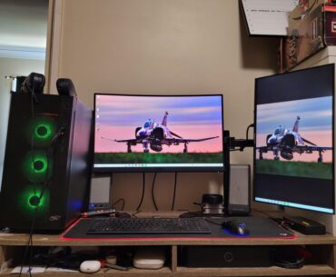 Really need a new desk, but I'm pretty happy with where this is at