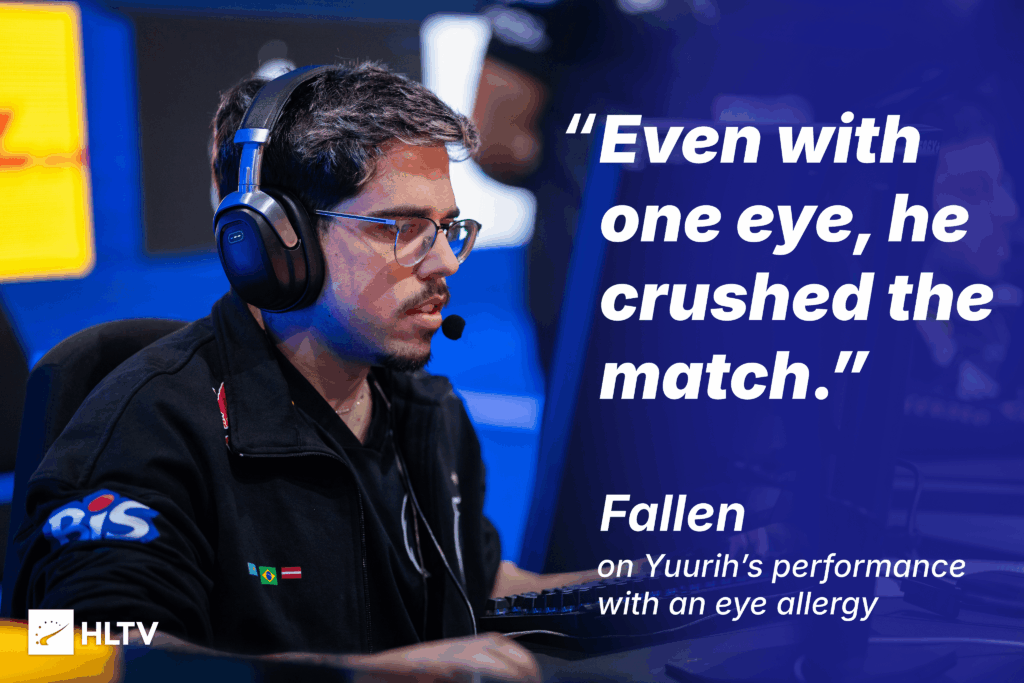 Yuurih had an eye allergy and had to play with one eye against Falcons