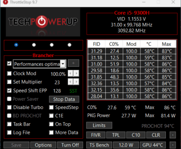 81W on a 45W mobile CPU (I5 9300H)