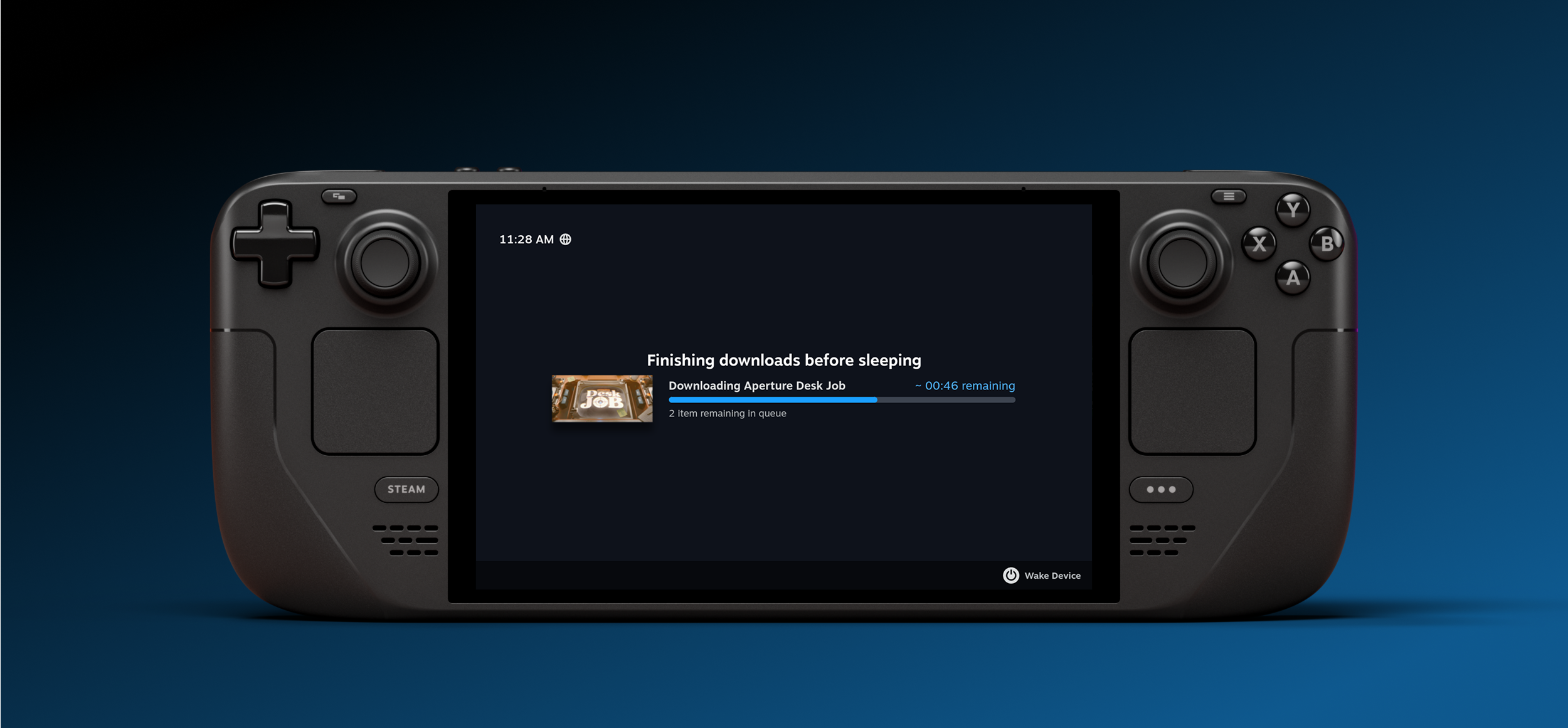Steam Deck power off downloads