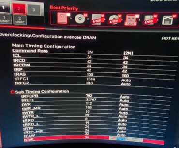 Corsair dominator titanium ddr5 7200cl36 24x2 (48go), try to overclock at 7400 cl34 or 7200 cl32.