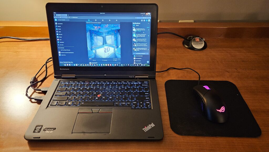 My 2016 Lenovo Yoga 12 running Ubuntu. My little road warrior.