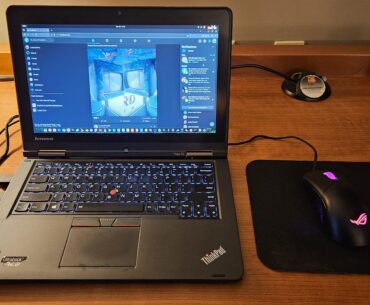 My 2016 Lenovo Yoga 12 running Ubuntu. My little road warrior.