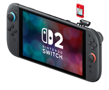 a switch 2 game catridge is floating above the switch 2's cartridge slot