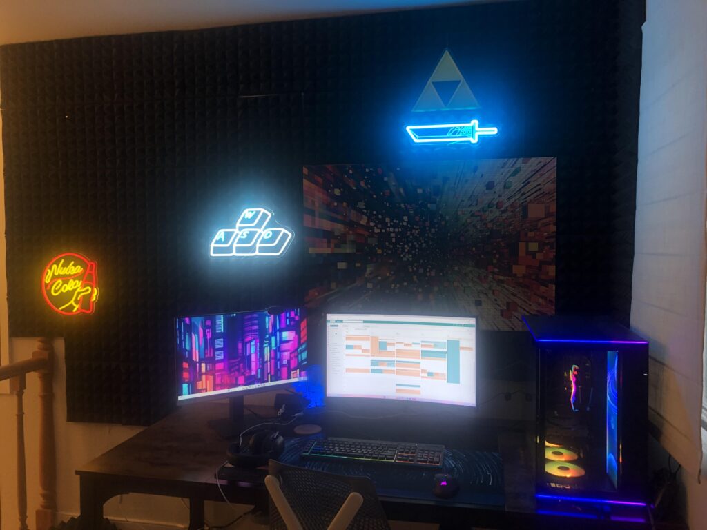 Finally have a space to put the gaming setup, but not sure I like where it is going! What can I add/subtract?