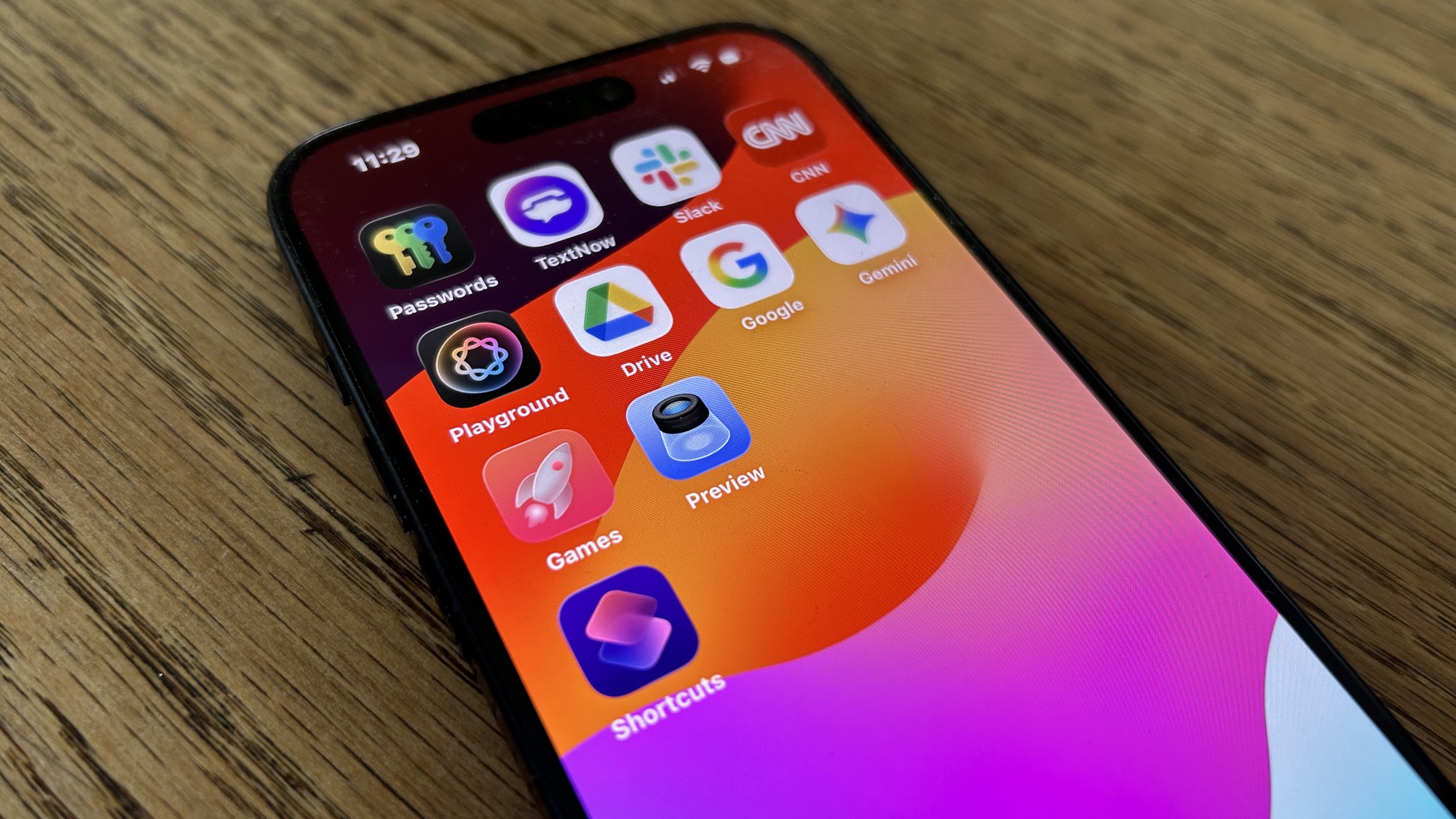 Shortcuts icon in iOS 26 on an iPhone 15 Pro