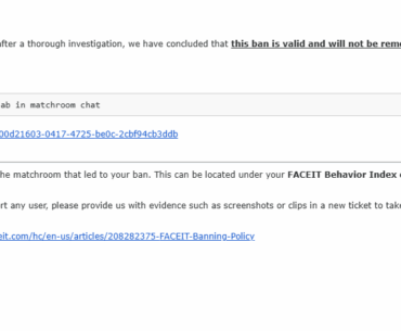 You can now get banned for 1 month from FaceIT for sending a picture in a matchroom.
