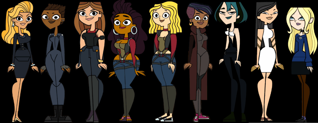 I created some female Total Drama characters in the style of Cyberpunk 2077.