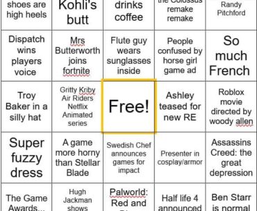 TGA Prediction Bingo Card