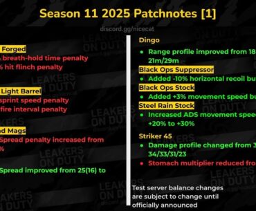 Season 11 Patch Notes from Leakers on Duty