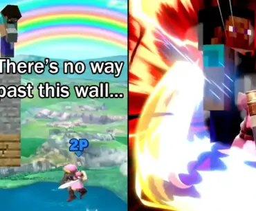 Steve player tries to wall out Young Link's recovery but he pulls out a unique tech to get around the blockade