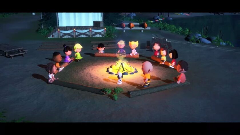 Snoopy and his friends sitting round a campfire. Published on LadiesGamers.