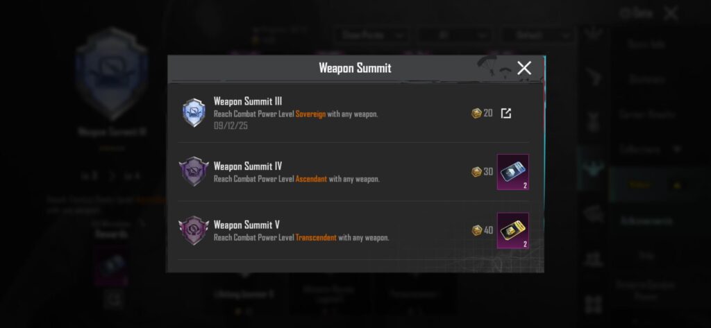 How much points for weapon summit V?