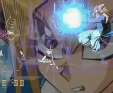 Yami Yugi takes on SS4 Gogeta's Big Bang Kamehameha via the 'Heart of the Cards' in funny Dragon Ball FighterZ mod clip