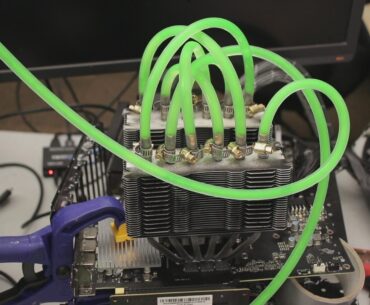 CPU air cooler becomes water injected GPU cooler.