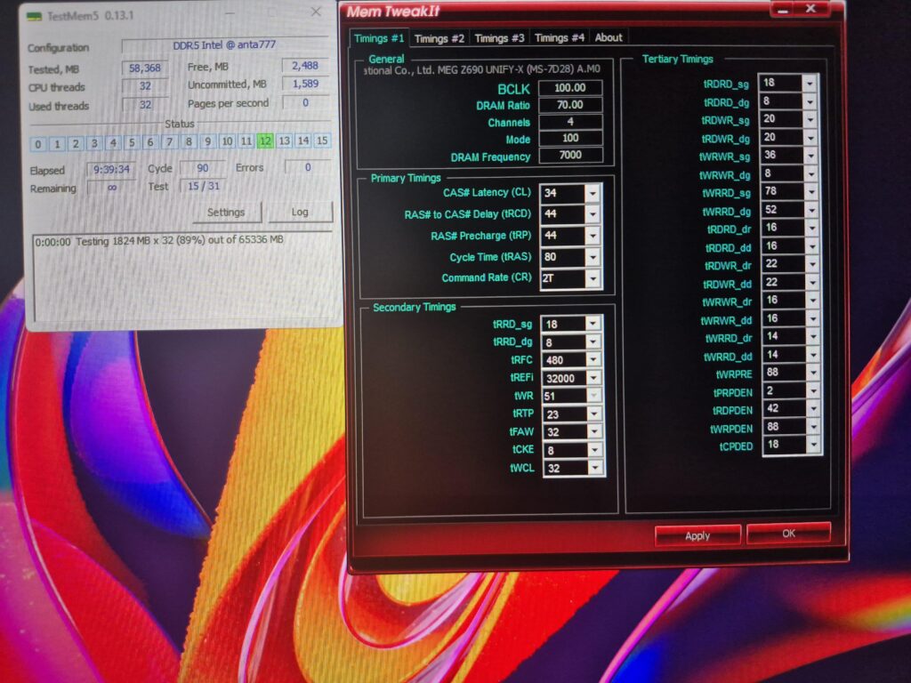 Final Frequency Oc since im board limited. Weak A Dimm slot (z690 issue).