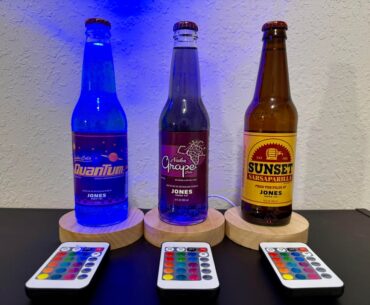 Finally finished the Nuka-Cola lamps. Wood bases + USB power so no batteries needed.