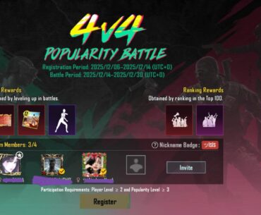 Need 1 team player for Team Popularity Battle