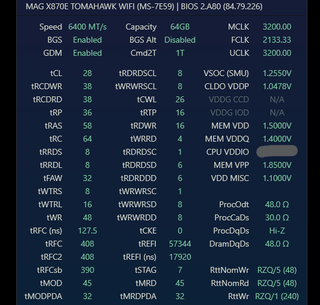 G.SKILL 28-36-36-96 2X32 DR 6000-->6400, I think I am done, unless someone has any more suggestions.