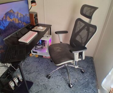 My Average Development Setup, Cable Management is a WIP, PC Stand also WIP