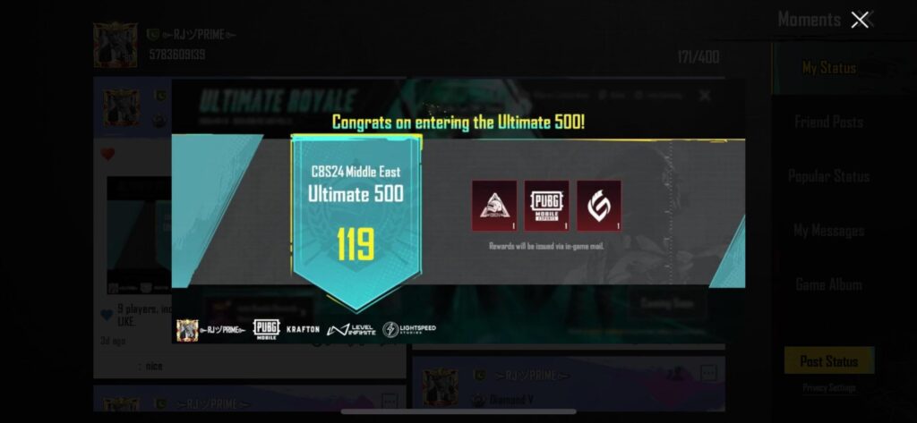 Ultimate royale Top 500 Title - Feedback