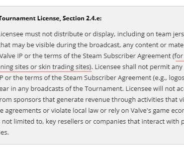 Valve's ban of skins gambling and case opening sites from jersey and events???