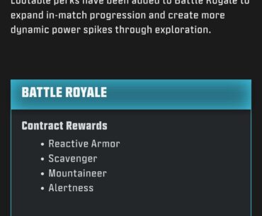 Lootable perks, Alertness & Survivor ... *Puts useless Sniper Rifle back in pants*
