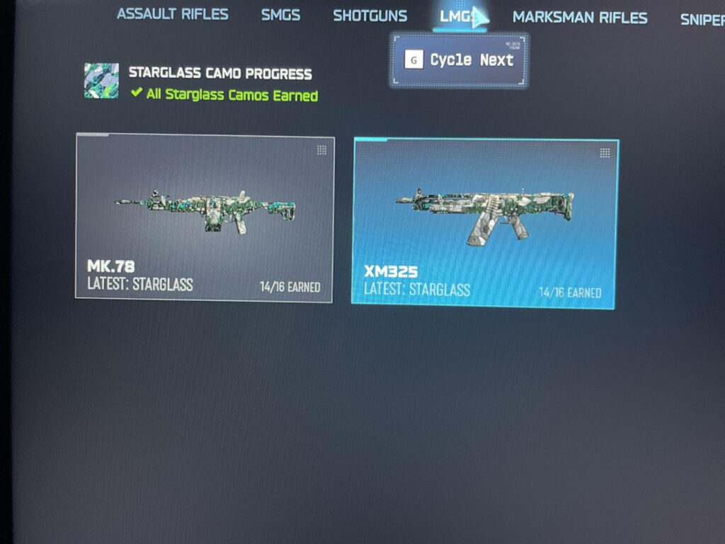 Warzone Starglass camo unlocked for LMGs.