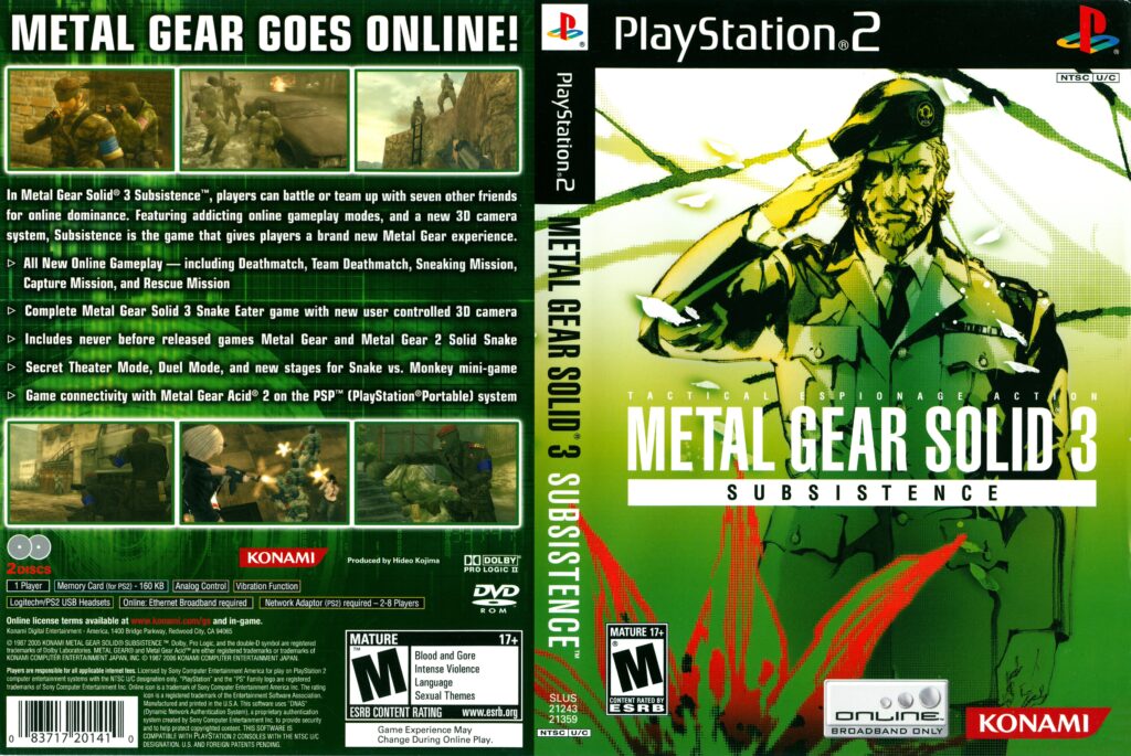 20 years ago, Metal Gear Solid 3: Subsistence alongside Metal Gear Online was released on PS2