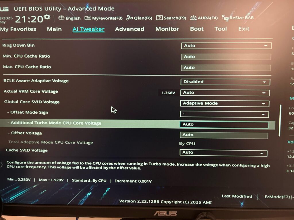 I can’t find any cpu voltage option and all that I only find this, but it doesn’t let me under volt it I have a z790 max gaming WiFi 7 mother board