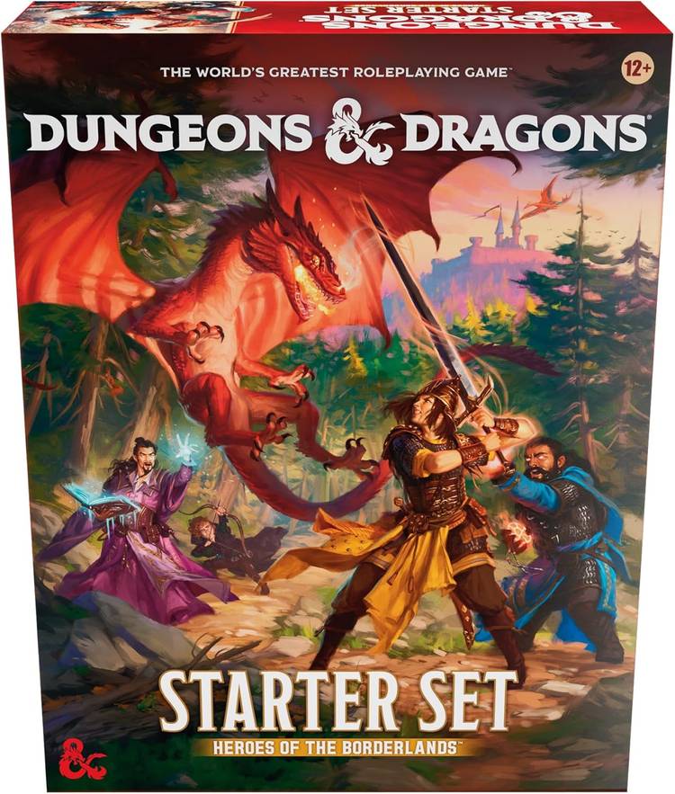 A warrior fights a dragon on the cover of the Heroes of the Borderlands