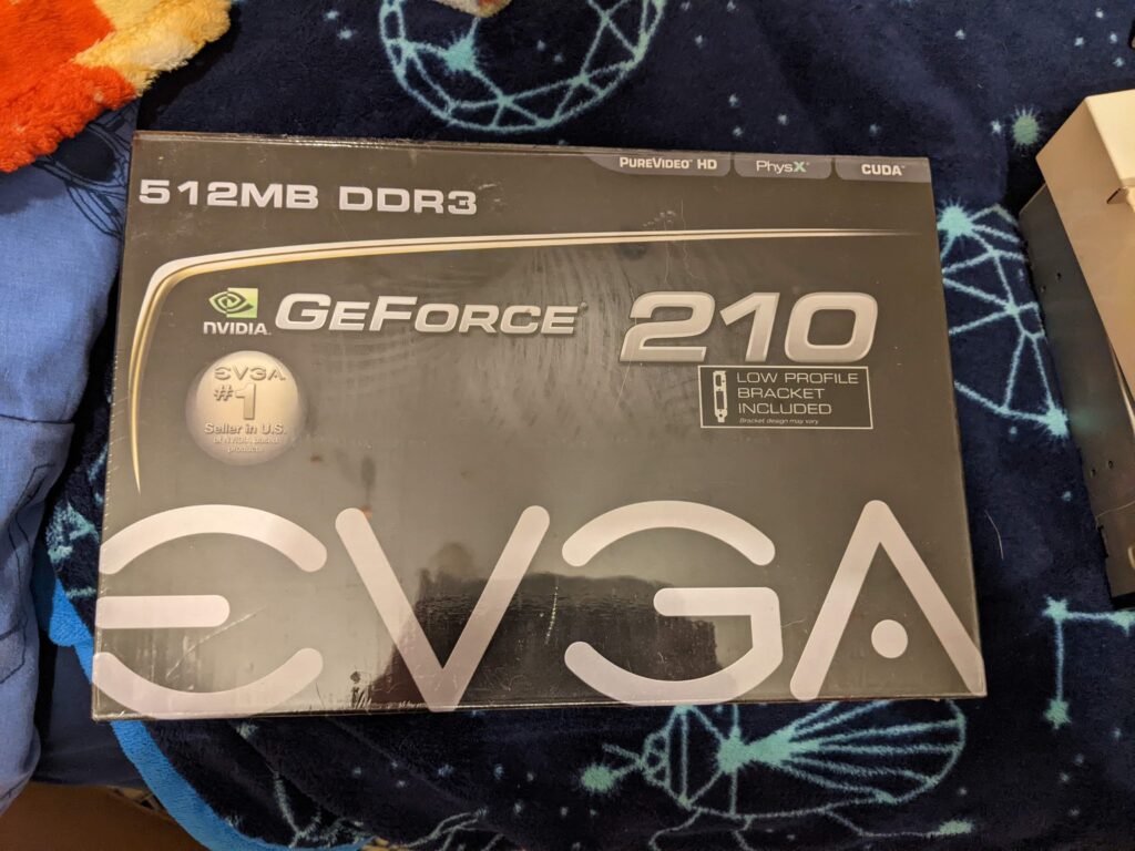 A friend gave this to me. A sealed EVGA GeForce 210. A sealed version of one of the worst GPUs ever made, but from a company we all miss.